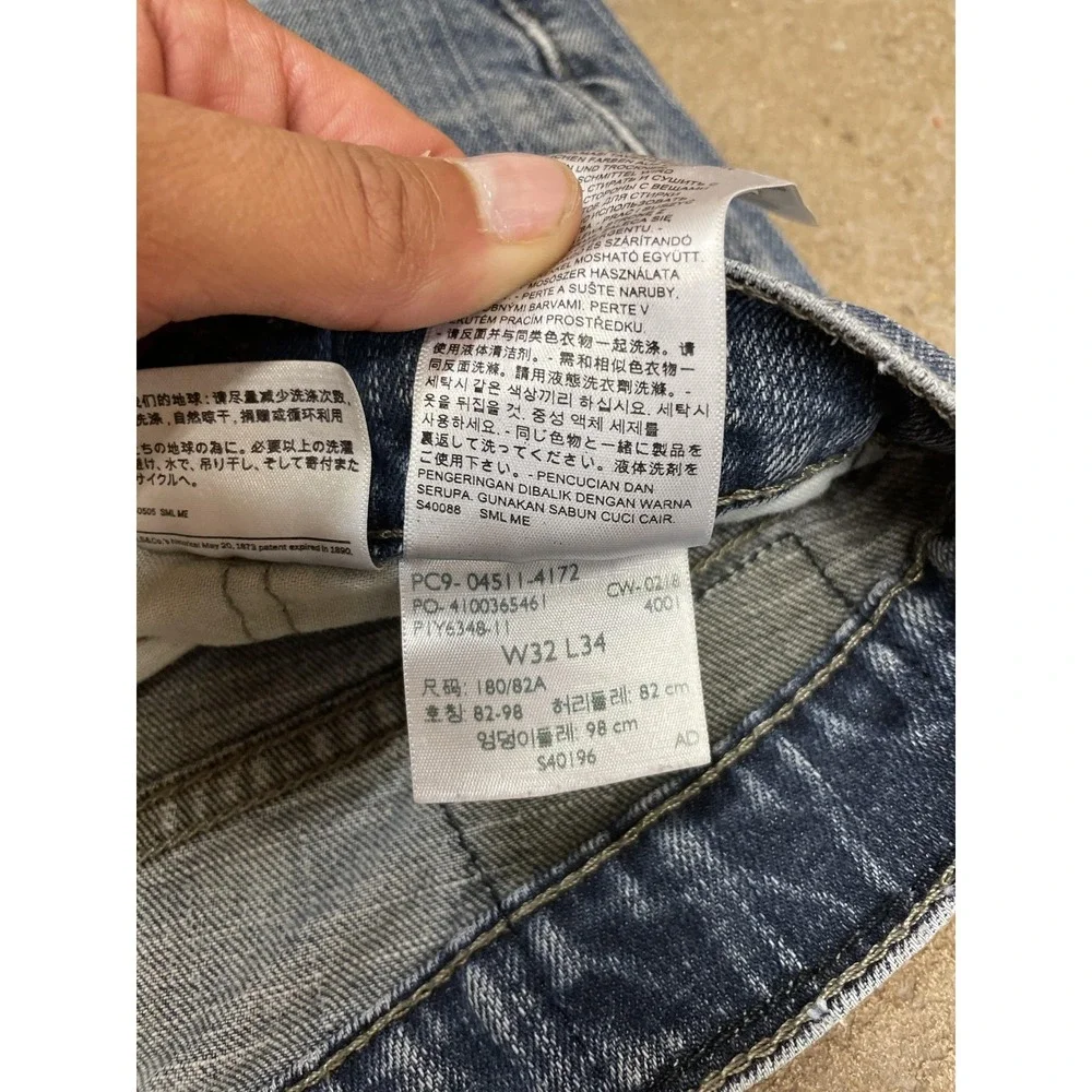 Levis 511 Jeans Mens 32x34 Blue Denim Slim Fit Straight Leg 5-Pocket‎ Zip Fly
